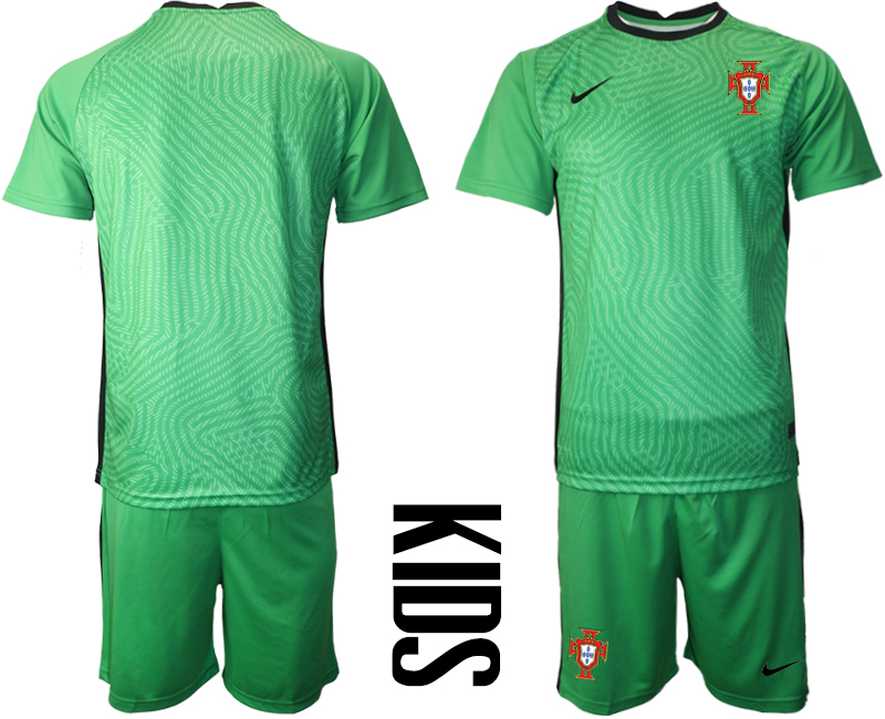 Youth 2021 European Cup Portugal green goalkeeper Soccer Jersey->portugal jersey->Soccer Country Jersey